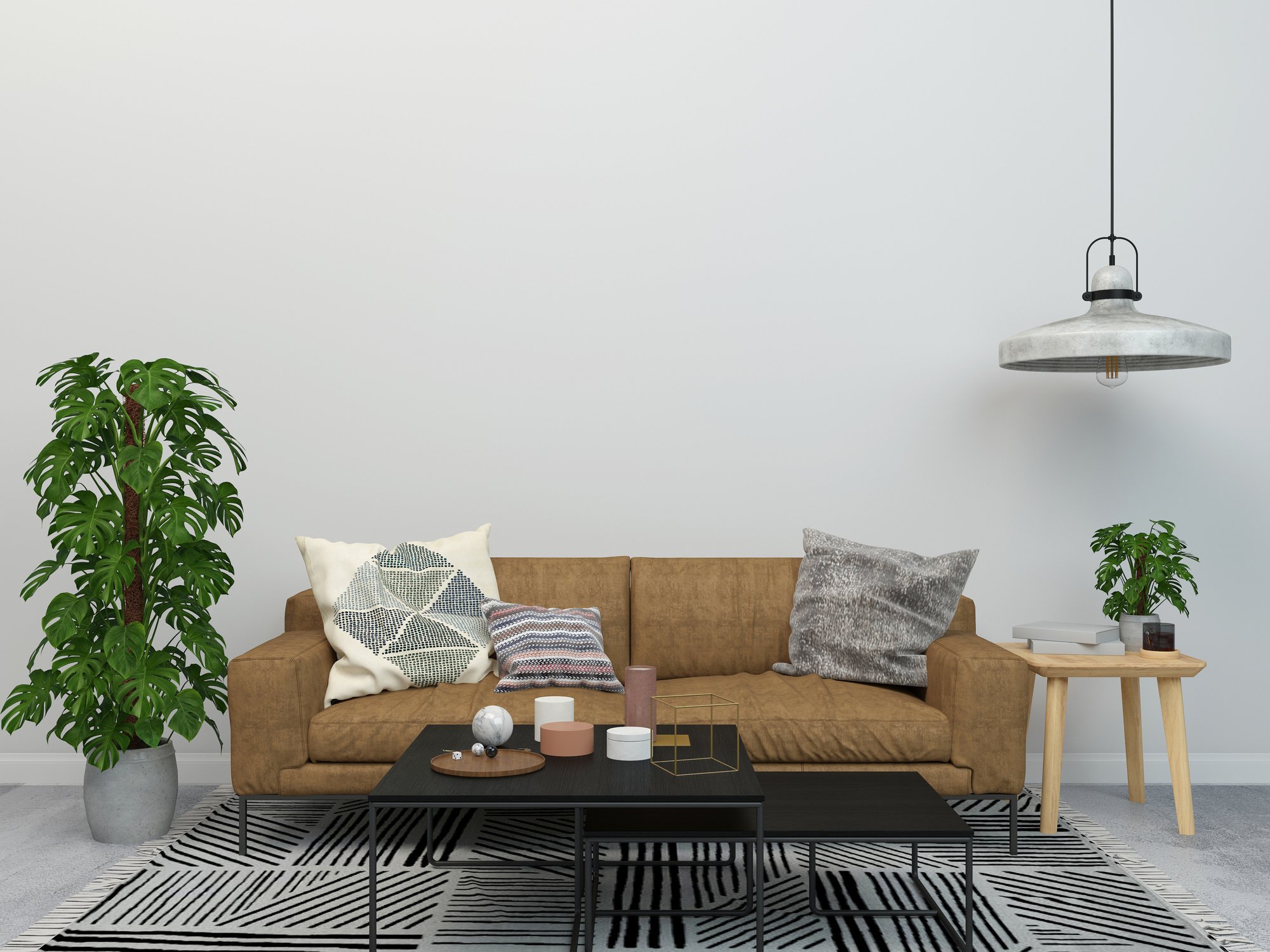 Living Room Interior with Wooden Floor